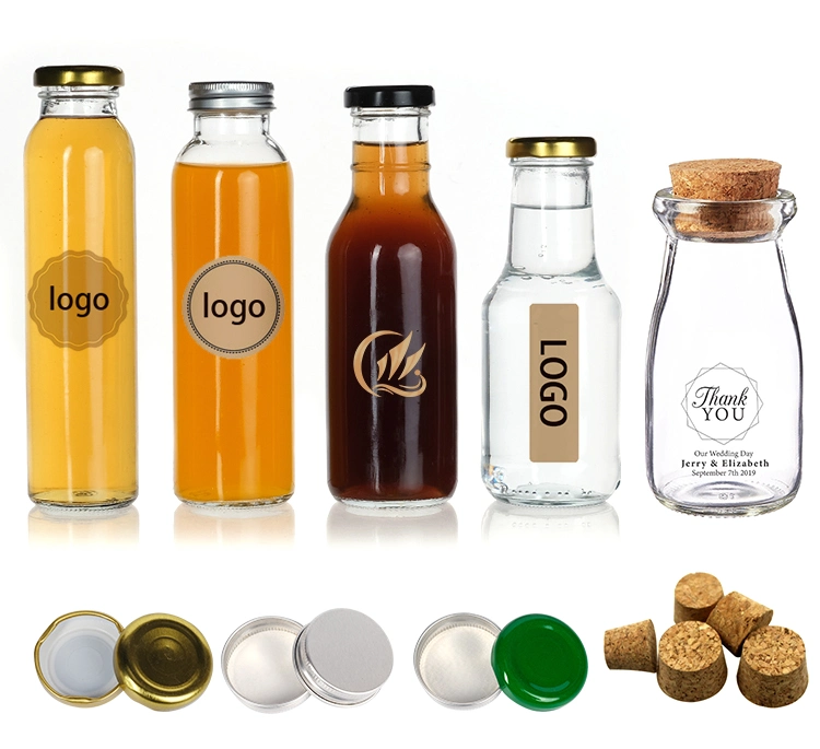 Empty Glass Milk Tea Beverage Bottles