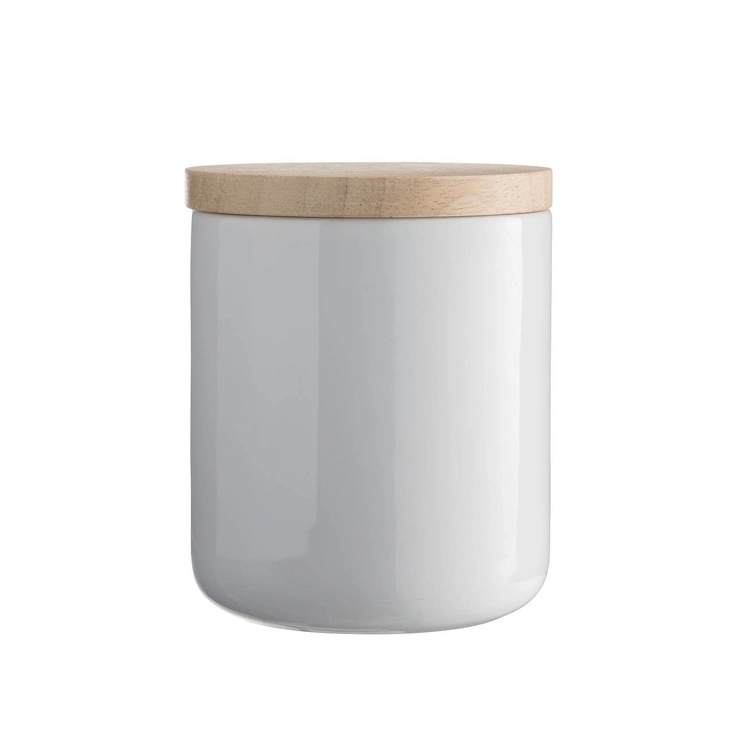 Customized Printing Ceramic Candle Jar/Holder Canister with Bamboo/Ceramic Lid